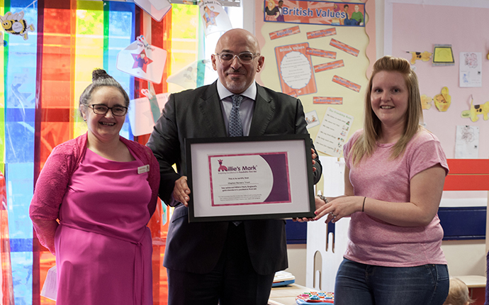 From left: Sarah Hudson, Nursery Manager; local MP; Tara Richards, Deputy Manager